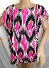 Dex Women Plus Size 1x Pink Fuchsia Black Tunic Top Blouse Shirt