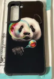 Samsung S21 Hard Case With A Panda Blowing Bubbles