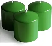 Candwax Green Pillar Candles Set of 3 - Perfect as Christmas Centerpiece Table Decorations - 40-Hour Burn Time Self-Extinguishing Candles for Home Decor - Cone-Top Grass Green Pillar Candles 3x3
