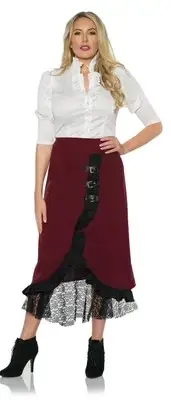 Underwraps Steampunk Lace Skirt-Burgandy Womens Costume Medium B0919