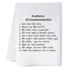 Southern 10 Commandments Funny Kitchen Towel Luxury Cotton Flour Sack Dish To...