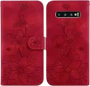 Compatible with Samsung Galaxy S10e G970F Flip Kickstand Cover,Compatible with Samsung Galaxy S10e G970F Card Slot Wallet Case Red