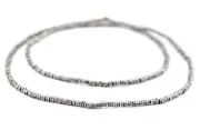 Faceted Silver Triangle Heishi Beads 2.5mm White Metal 24”