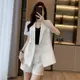 白色西裝外套女夏季薄款高級感氣質寬鬆短袖西裝時尚套裝