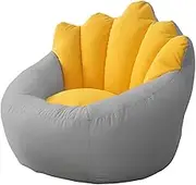 UYSOFRCV Bean Bag Chair Cover (No Beans), Premium Cotton Linen Canvas Sofa (No Filler) with Zipper Memory Foam Replacement Cover for Kids Adults,Gray Yellow