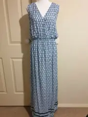 Cotton On Womens Navy Powder Blue With Side Splits Summer Maxi Dress Size L