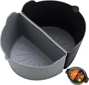 [Darbermu] Slow Cooker Liner, Silicone Slow Cooker Divider Liners for Crockpot 6-7QT, 2pcs Reusable Slow Cooker Divider, Slow Cooker Accessories for Home Kitchen (Black+Grey)