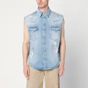 [MM6 Maison Margiela] Faded blue vest with rips 50 IT Light blue