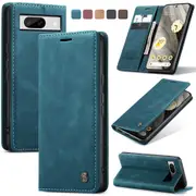 CaseMe Google Pixel 8 5G Classic PU Leather Folio Case Cover [Teal Green]