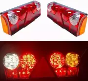 2x 24V L+R Rear LED Tail Lights Lamp truck trailer semi-trailer w/ socket