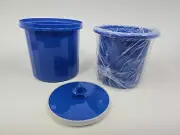 Vintage Tupperware Ice Bucket Cooler 3 Pc Set Blue #1683 with Push Button Lid
