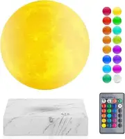Magnetic Levitating Moon Lamp - 16 Colors LED Floating and Spinning 3D Moon