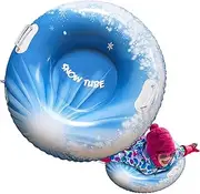 Kids Snow Tubes - Inflatable Snow Tube, Kids Snow Toys Outdoor | Inflatable Sled with 2 Handles, Foldable Outdoor Winter Toys, Inflatable Snow Sled for Kids Adults Family Winter Skating Skiing