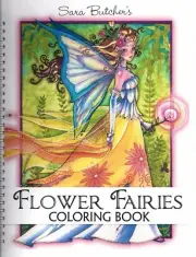 FLOWERING FAIRIES COLORING BOOK by Sara Butcher fairy faery adult color book