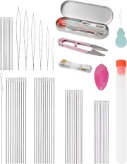 FIVEIZERO 60 Pieces Beading Needle Set, 5 Sizes Species Big Eye Beading Needles