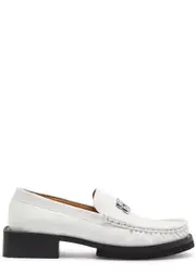 Ganni Butterfly 40 Leather Loafers - White - 40 (IT40 / UK7) 40 (IT40 / UK7)
