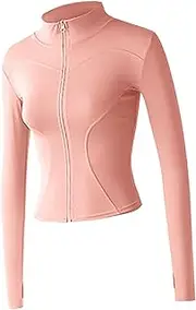 [Ｓｉｍｈｏａ] Running Jacket Outdoor Sports Jacket Women Fitness Exercises Clothing Stylish Polyester Spandex Quick Drying Workout Jacket, M Pink