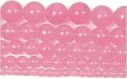 [Niviora] ZBSS Natural Stone Dark Pink Chalcedony Charm Round Loose Beads for Jewelry Making Needlework DIY Bracelet Strand 4-12 MM 0925 (Color : H8145, Item Diameter : 4mm About 92 pcs)