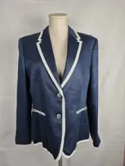 $398 Brooks Brothers Women Stellita Fit 100% Linen Blazer Jacket Size 14 Navy
