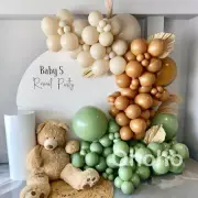 Beige Green Brown Balloon Garland Arch Kit Gender Reveal Baby Shower Birthday