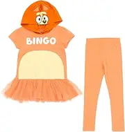 [Bluey] Bingo Girls Cosplay T-Shirt Dress and Leggings Outfit Set Toddler to Big Kid