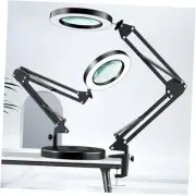 HITTI 10X Magnifying Glass with Light, 1,800 Lumens 10X Base & Clamp Black