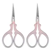2pcs 3.5" Stainless Steel Vintage Stork Embroidery Sewing Scissors Pink Green
