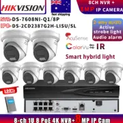 Hikvision DS-7608NI-Q1/8P NVR 8MP 4K ColorVu 2-Way Audio IP Camera Systems Lot