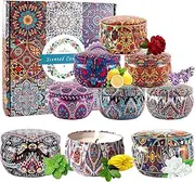 [EZKOXAH] Scented Candles Gift Box Set 85g x 9, Pure Natural Soy Wax, Portable Travel Tin Jar Aromatherapy for Her Christmas, Valentine's, Mother's Day, Mom Birthday, Women (Pack of 9)