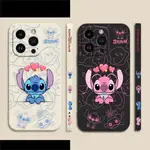 LILO AND STITCH 可愛情侶側印手機殼適用於 APPLE IPHONE 14 11 12 13 PLUS P