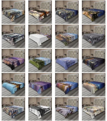 Ambesonne Urban Pattern Flat Sheet Top Sheet Decorative Bedding 6 Sizes