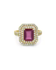 Forever Creations 14K 3.69 ct. tw. Diamond & Ruby Double Halo Ring