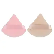 2 Pcs Loose Powder Puff Face Soft Triangle Puff Beauty Makeup Tool Beige Pink