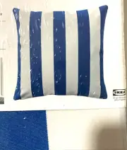 NEW IKEA FUNKON DECO PILLOW CUSHION BLUE WHITE COVER 20x20" 804.384.79 POLYESTER