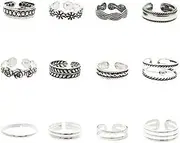 [Guoshang] 12Pcs Retro Open Rings,Finger Toe Knuckle Band Rings Beach Barefoot Accessories for Women