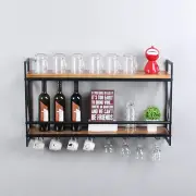 Rustic Wall Mounted Wine Racks with 7 Stem Glass Holder,36In Industrial Metal Ha