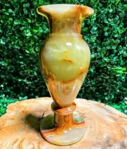 10'' Green Onyx Vase, Decorative Crystal Vase, Large Marbled Onyx Vase