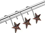 Star Decorative Rustic Shower Curtain Hooks for Home Bathroom, Set of 12, Brown