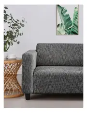 [Sherwood Home] 3 Seater Premium Faux Linen Couch Sofa Cover in Black