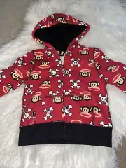 NWT Small Paul By Paul Brank Baby Monkey & Crossbones Red Hoodie 24mo