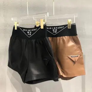【King女王代購】alexander wang  2021新款女生時尚歐美大王高腰皮短褲