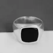 Men’s 925 Sterling Silver Signet Ring Black Onyx Elegant Anniversary Gift Idea