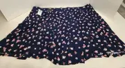 Torrid 6X 30 NWT $49.50 Skirt Blue Floral Short Rayon Pockets Free Ship