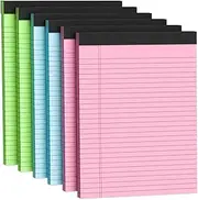 Colored Legal Pads 8.5 x 11 Note Pad, 6 Pack Lined Paper Wide Ruled Notebook Paper, Pink Legal Pad 8.5'' x 11'' Writing Pad, Perforated Pads of Paper Wide Ruled Colored Notepad, 30 Sheets/Pad