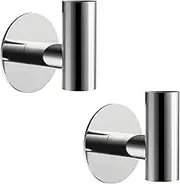 YUET Bath Towel Robe Hooks Self Adhesive No Drilling, Stick on Coat Hooks, SUS 304 Stainless Steel Clothes Holder, Shower Wall Hook for Bathroom Hotel Kitchen Office Closet, 2 Pack (Polished Chrome)