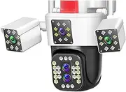 16MP 8K WiFi IP Camera Four Len Three Screens 10X Zoom 9MP PTZ Video Security Auto Tracking Waterproof Outdoor Surveillance Cam(E/U,16MP Add 64G)