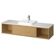 ÄNGSJÖN / BACKSJÖN wash-stand/wash-basins/taps, oak effect/white marble effect, 162x49x41 cm