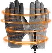 [Generic] Ski Gloves Women | Windproof Touch Screen Gloves,Winter Warming Accessories, Zipper Design Thermal Gloves for Cycling Hiking