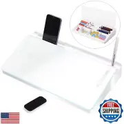 Glass Desktop Whiteboard Dry Erase Board Computer Keyboard Stand Desk White B