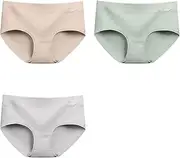 [HEJIGOOD] 3 Pack Women's Seamless Hipster Panties Cotton Invisible Mid Waist Briefs Stretchy Soft Ladies Bikini Underwear